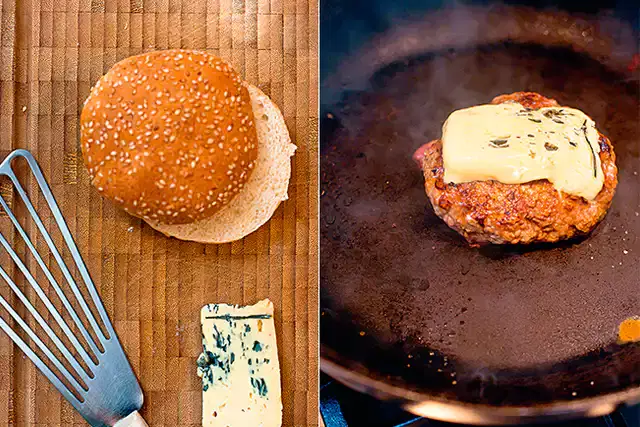 Hambúrguer com queijo azul