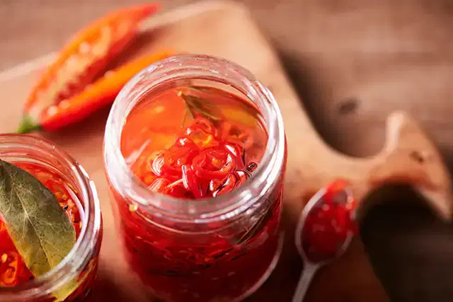 Conserva de pimenta dedo-de-moça com alho e alecrim