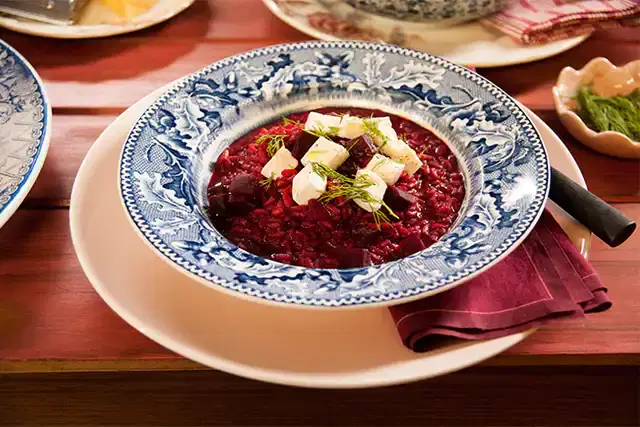Risoto de beterraba para dois