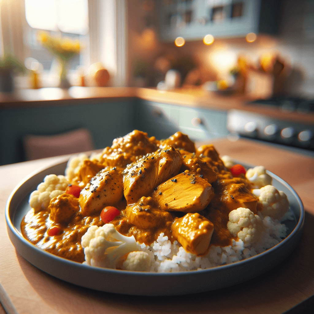 Frango ao Curry com Arroz de Couve-Flor Frango ao Curry com Arroz de Couve-Flor