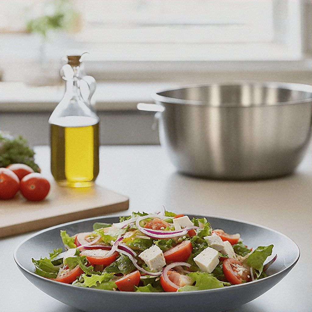Salada de Folhas Verdes com Peito de Frango Grelhado Salada de Folhas Verdes com Peito de Frango Grelhado